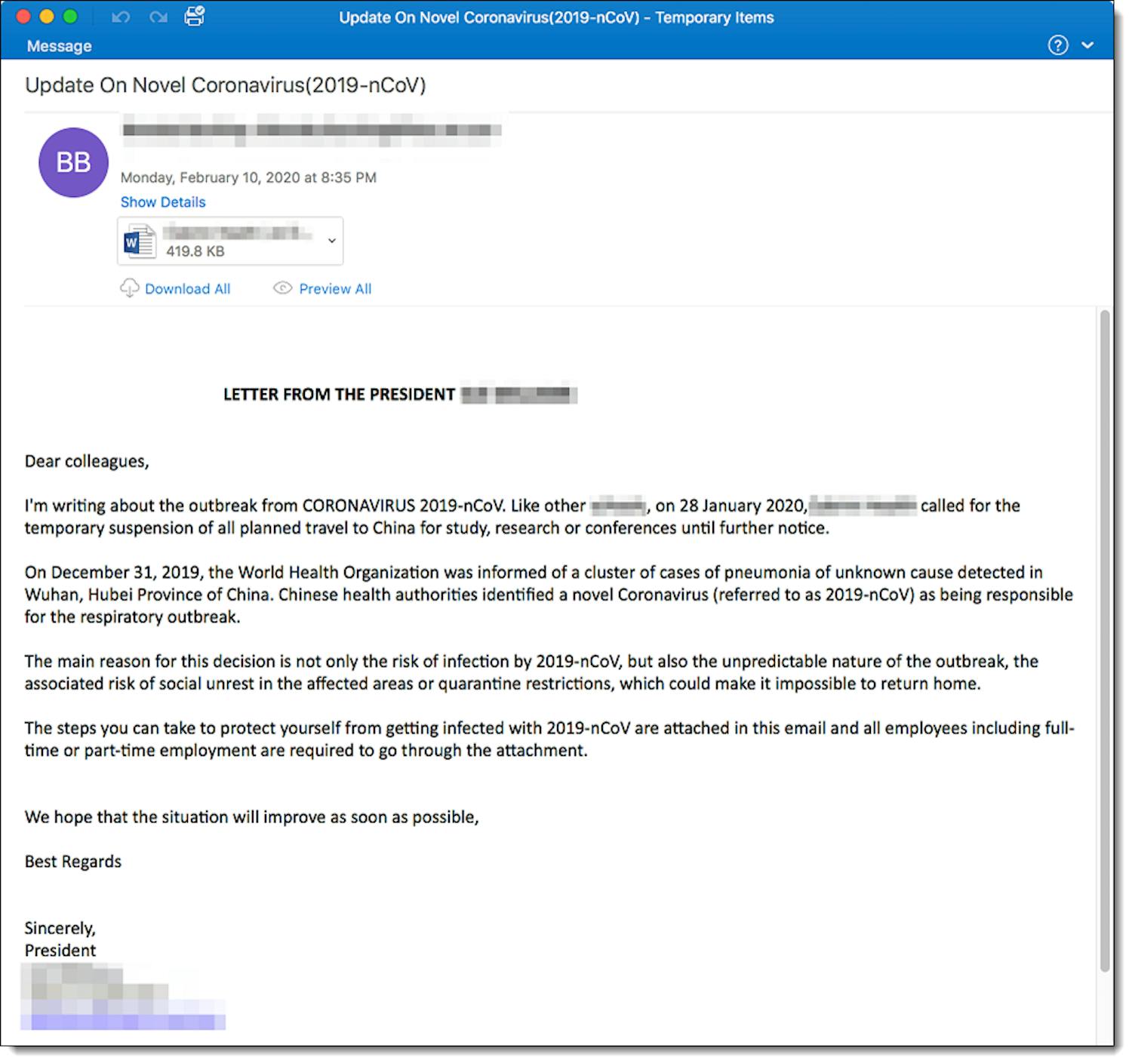 Bluffmejl om Corona.